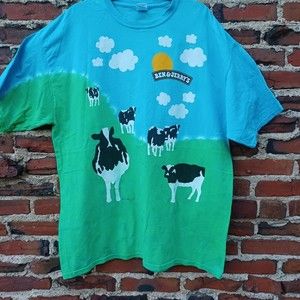 VTG Ben & Jerry's t shirt Mens 2XL all over print tie dye euphoria Woody Jackson